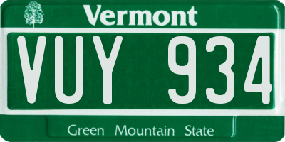 VT license plate VUY934