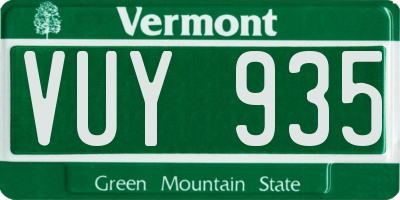 VT license plate VUY935