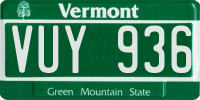 VT license plate VUY936