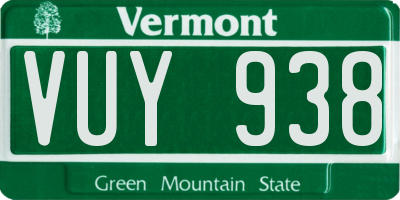 VT license plate VUY938