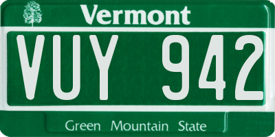 VT license plate VUY942