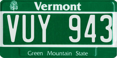 VT license plate VUY943