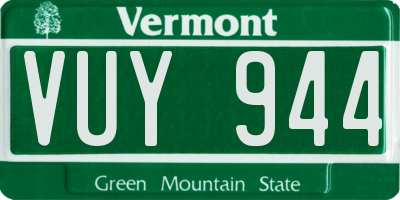 VT license plate VUY944