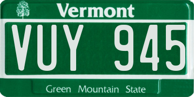 VT license plate VUY945