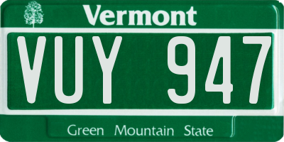 VT license plate VUY947