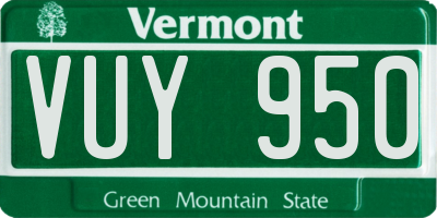VT license plate VUY950