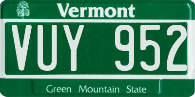 VT license plate VUY952