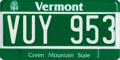 VT license plate VUY953