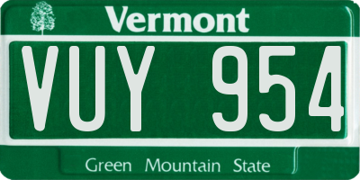 VT license plate VUY954