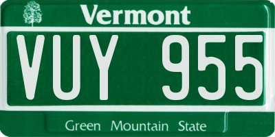 VT license plate VUY955