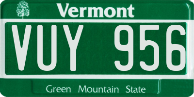 VT license plate VUY956