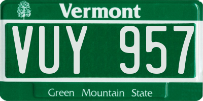 VT license plate VUY957