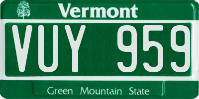 VT license plate VUY959