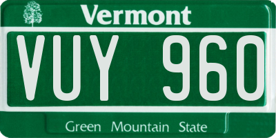 VT license plate VUY960