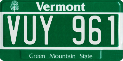 VT license plate VUY961