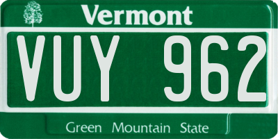 VT license plate VUY962