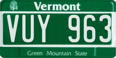 VT license plate VUY963