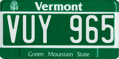 VT license plate VUY965