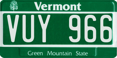 VT license plate VUY966