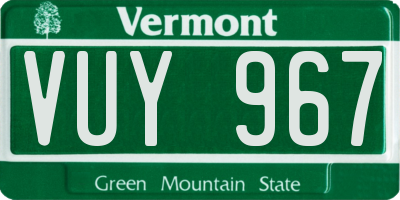 VT license plate VUY967