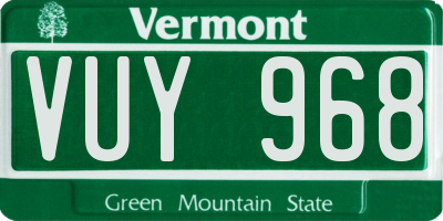 VT license plate VUY968