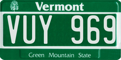VT license plate VUY969