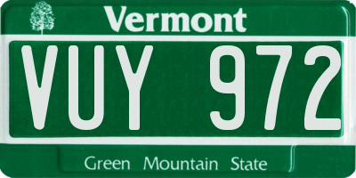 VT license plate VUY972