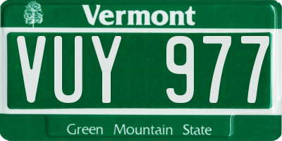 VT license plate VUY977
