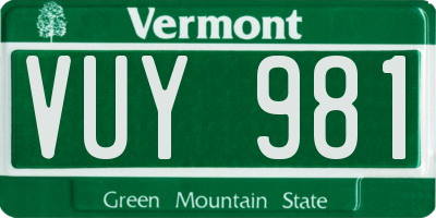 VT license plate VUY981