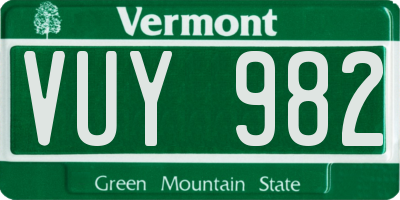 VT license plate VUY982
