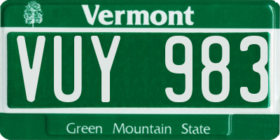 VT license plate VUY983