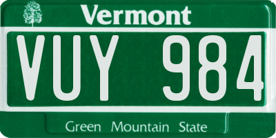 VT license plate VUY984