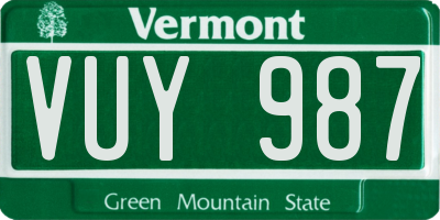 VT license plate VUY987
