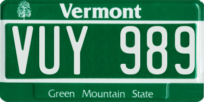 VT license plate VUY989