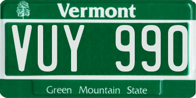 VT license plate VUY990