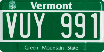 VT license plate VUY991