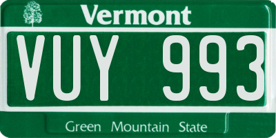 VT license plate VUY993