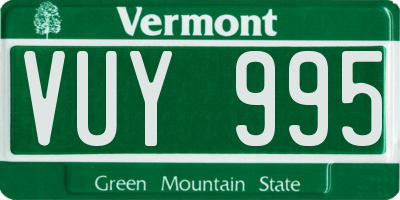 VT license plate VUY995