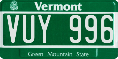 VT license plate VUY996