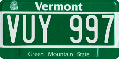 VT license plate VUY997