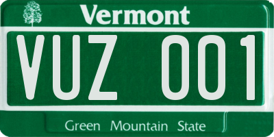 VT license plate VUZ001