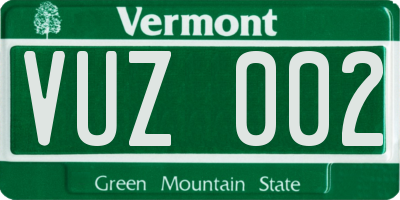 VT license plate VUZ002