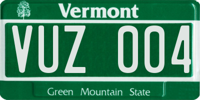 VT license plate VUZ004