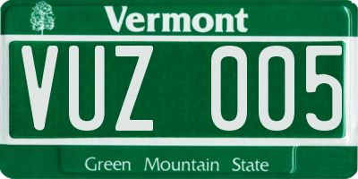VT license plate VUZ005