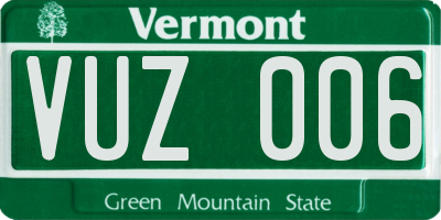 VT license plate VUZ006