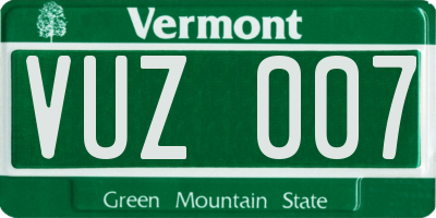 VT license plate VUZ007