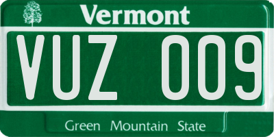 VT license plate VUZ009