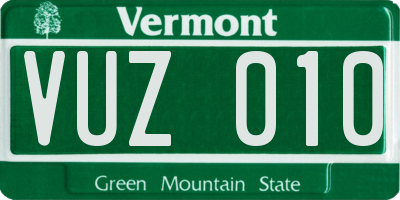 VT license plate VUZ010
