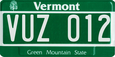 VT license plate VUZ012