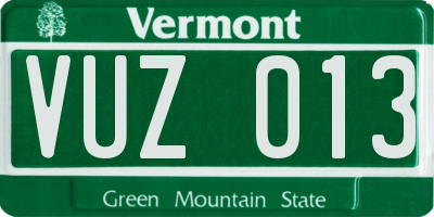 VT license plate VUZ013